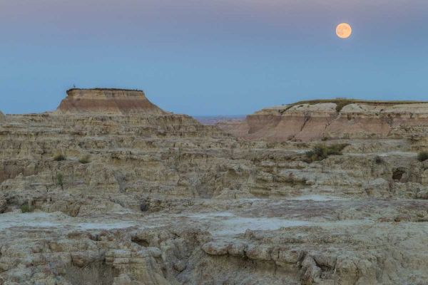 USA, South Dakota Moonrise in Badlands NP